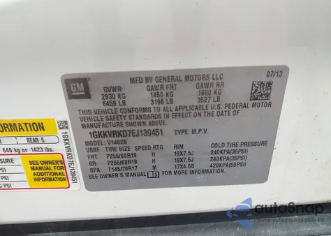 2014 GMC Acadia Slt-1 from USA, damaged, VIN 1GKKVRKD7EJ139451